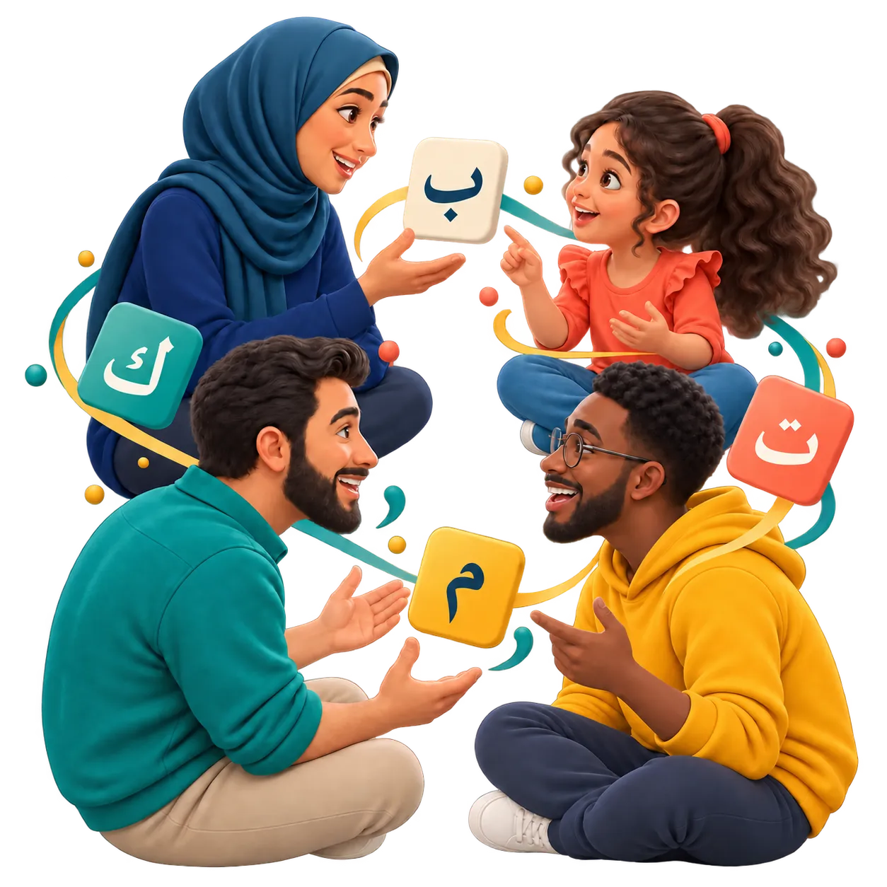 Arabic learners of different ages enjoying language games together